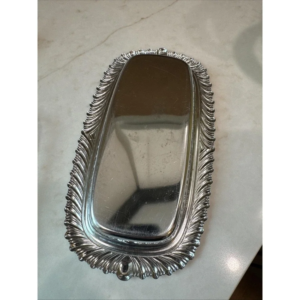 Vintage Chrome Lidded Butter Dish with Glass insert Used